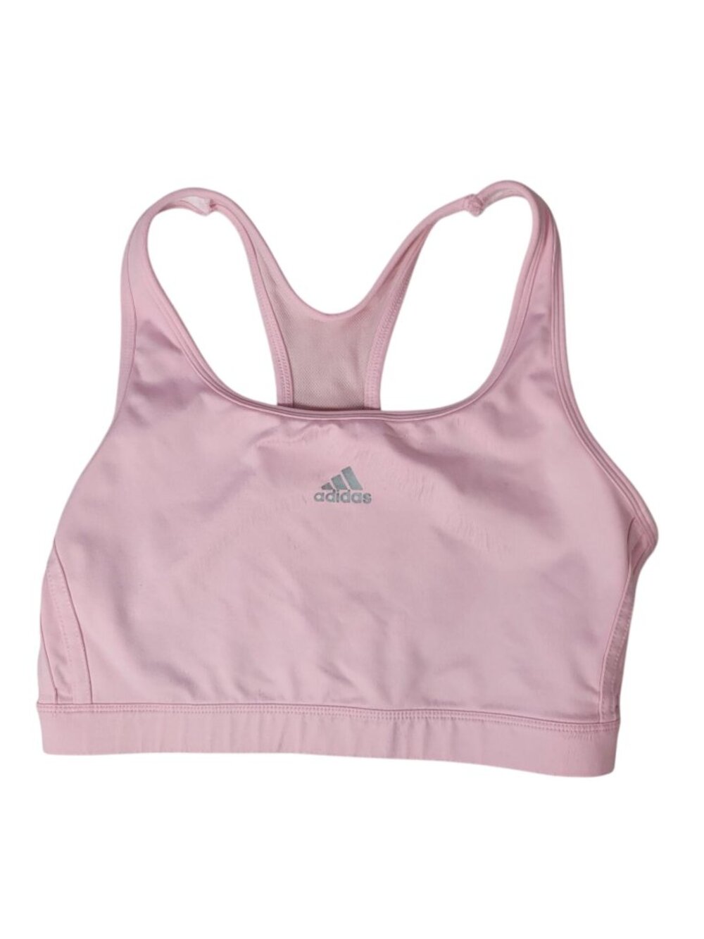 Adidas Sports Bra Pink Large Lined Unpadded Racerback Pullover Logo Full AF5001